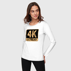 Лонгслив хлопковый женский 4K Ultra высокое качество, цвет: белый — фото 2