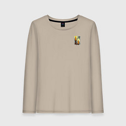 Лонгслив хлопковый женский Две горящие свечи на подсвечнике в темноте, цвет: миндальный