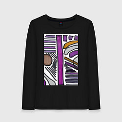 Лонгслив хлопковый женский Фиолетовая композиция, цвет: черный