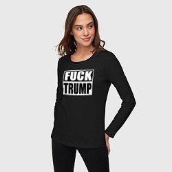 Лонгслив хлопковый женский Trump fuck, цвет: черный — фото 2