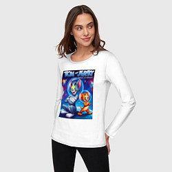 Лонгслив хлопковый женский Jerry and Tom - space adventure, цвет: белый — фото 2
