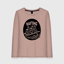 Лонгслив хлопковый женский Рафтинг в шлемах, цвет: пыльно-розовый