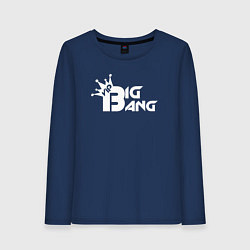 Лонгслив хлопковый женский Big bang эмблема, цвет: тёмно-синий