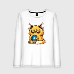 Женский лонгслив Уставший невыспавшийся кот