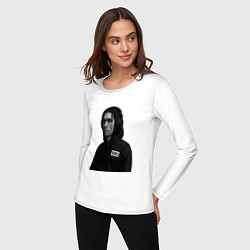 Лонгслив хлопковый женский Bones в капюшоне с наушниками, цвет: белый — фото 2