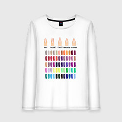 Лонгслив хлопковый женский Лак для ногтей - маникюр, цвет: белый