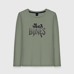 Лонгслив хлопковый женский Bones лого из дыма, цвет: авокадо