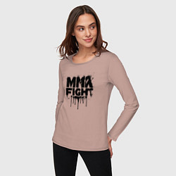 Лонгслив хлопковый женский MMA боец черной краской, цвет: пыльно-розовый — фото 2
