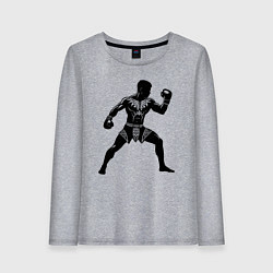 Лонгслив хлопковый женский Антуражный тайский боксер, цвет: меланж