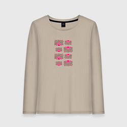 Лонгслив хлопковый женский Солнце на закате - абстракция, цвет: миндальный