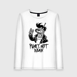 Лонгслив хлопковый женский Bender - punks not dead motto, цвет: белый