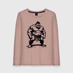 Лонгслив хлопковый женский Грозный сумоист, цвет: пыльно-розовый