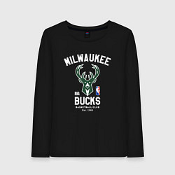 Лонгслив хлопковый женский Милуоки Бакс - НБА, цвет: черный