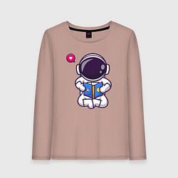 Лонгслив хлопковый женский Космический читатель, цвет: пыльно-розовый