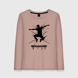 Лонгслив хлопковый женский Прыжок на батуте, цвет: пыльно-розовый