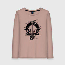 Лонгслив хлопковый женский Самокат энергия города, цвет: пыльно-розовый
