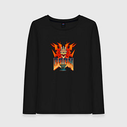 Лонгслив хлопковый женский Doom2 logo, цвет: черный