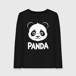 Лонгслив хлопковый женский Панда с улыбкой, цвет: черный