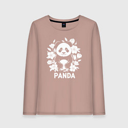 Лонгслив хлопковый женский Панда в цветах, цвет: пыльно-розовый