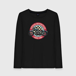 Лонгслив хлопковый женский Vintage motorcycles, цвет: черный