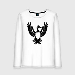Лонгслив хлопковый женский Черная утка, цвет: белый
