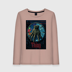 Лонгслив хлопковый женский Вещь - Уэнсдей, цвет: пыльно-розовый