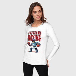 Лонгслив хлопковый женский Bender bending robot - Futurama boxing, цвет: белый — фото 2