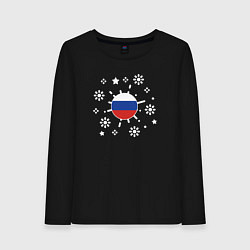 Лонгслив хлопковый женский Russian sun, цвет: черный