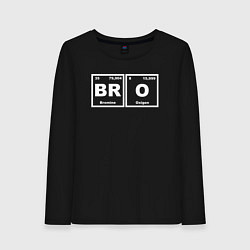 Лонгслив хлопковый женский Брат бро - химическими элементами, цвет: черный