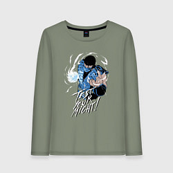 Лонгслив хлопковый женский Саб-зиро проверь свою мощь, цвет: авокадо