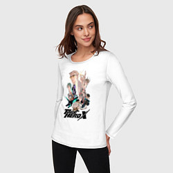 Лонгслив хлопковый женский Nice, Ahu, Loli, Little Johnny, Ghostblade, Dragon, цвет: белый — фото 2
