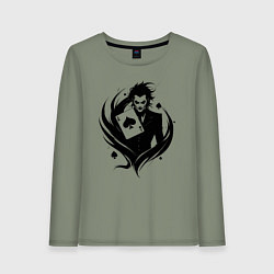Лонгслив хлопковый женский Аниме джокер и туз пик, цвет: авокадо