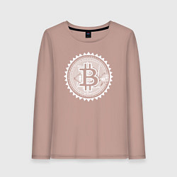 Лонгслив хлопковый женский Биткоин цифровой, цвет: пыльно-розовый