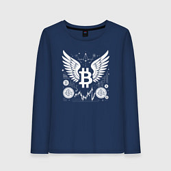 Женский лонгслив Биткоин с крыльями