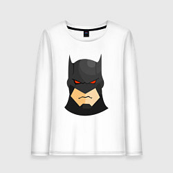 Лонгслив хлопковый женский Голова Бэтмена, цвет: белый