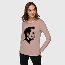 Лонгслив хлопковый женский Илон Маск в профиль, цвет: пыльно-розовый — фото 2