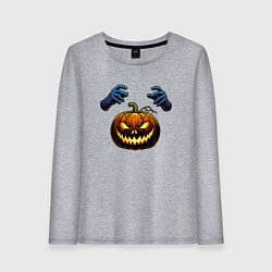 Лонгслив хлопковый женский Зловещая лампа Джека, цвет: меланж
