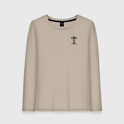 Лонгслив хлопковый женский Спаси и сохрани черный арт, цвет: миндальный