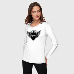 Лонгслив хлопковый женский Дагестанские крылья на щите, цвет: белый — фото 2