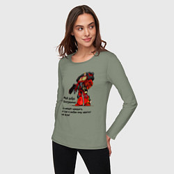 Лонгслив хлопковый женский Добро империума человечества, цвет: авокадо — фото 2