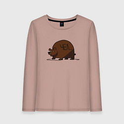 Лонгслив хлопковый женский Медведь округлый чел, цвет: пыльно-розовый