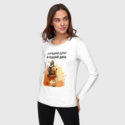 Лонгслив хлопковый женский Лучший друг пожарный, цвет: белый — фото 2