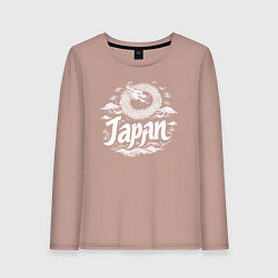 Женский лонгслив Японский круглый дракон