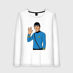 Лонгслив хлопковый женский Стартрек Спок, цвет: белый