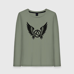 Лонгслив хлопковый женский Крылатая буква а, цвет: авокадо