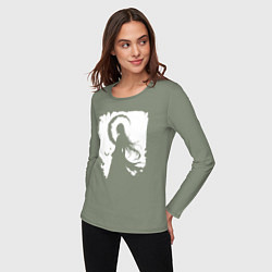 Лонгслив хлопковый женский Девушка гот аниме, цвет: авокадо — фото 2