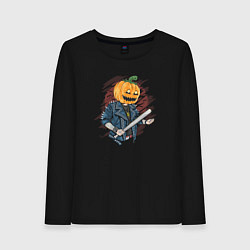 Лонгслив хлопковый женский Punk pumpkin, цвет: черный