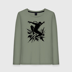 Лонгслив хлопковый женский Ниндзя в прыжке, цвет: авокадо