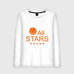Лонгслив хлопковый женский All stars (баскетбол), цвет: белый