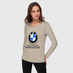 Лонгслив хлопковый женский BMW Driving Machine, цвет: миндальный — фото 2